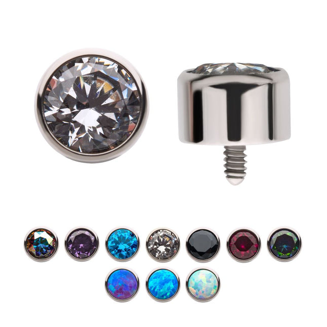 Invictus 16g Titanium Internally Threaded with Bezel Set AAA CZ Top