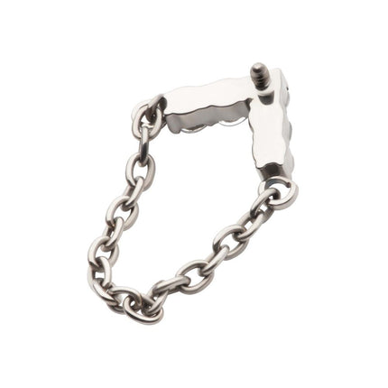 Invictus Titanium Internally Threaded 5-Cluster Round AAA CZ Chevron Shape Top with Dangle Chain