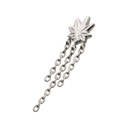Invictus Titanium Internally Threaded Pot Leaf Top with 3 Dangle Chains