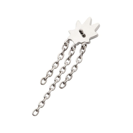 Invictus Titanium Internally Threaded Pot Leaf Top with 3 Dangle Chains
