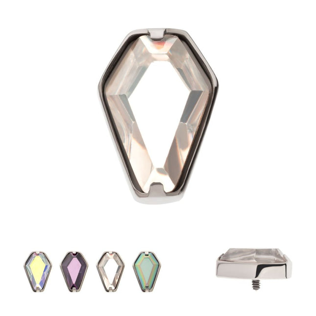 Invictus Titanium Internally Threaded Prong Set Coffin Shape CZ Top