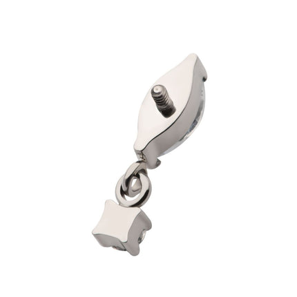Invictus Titanium Internally Threaded Marquise CZ with Dangle Round CZ Top