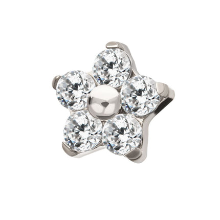 Invictus 14g Titanium Internally Threaded Prong Set Gem 5-Petal Flower Top