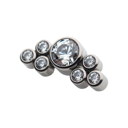 Invictus Titanium Internally Threaded 3.5mm Bezel Round CZ/Opal with 3-Gem Cluster Top