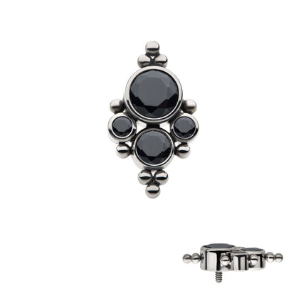 Invictus Titanium Internally Threaded with 4 Bezel Set AAA CZ/Swarovski Zirconia & Beads Cluster Top