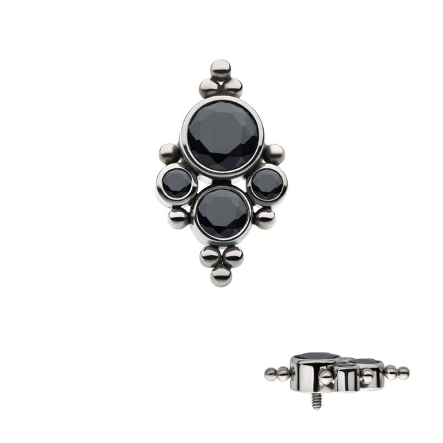Invictus Titanium Internally Threaded with 4 Bezel Set AAA CZ/Swarovski Zirconia & Beads Cluster Top