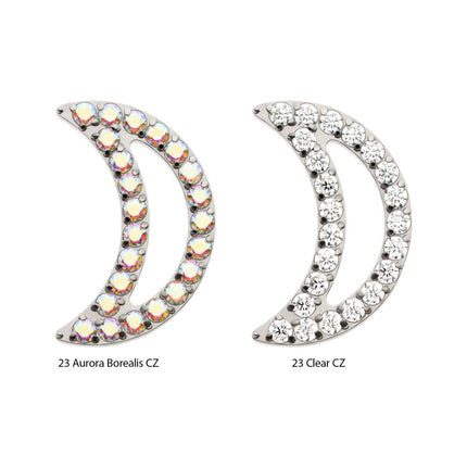 Invictus Titanium Internally Threaded Cut Out Crescent Moon Top with Pave Set Clustered CZ