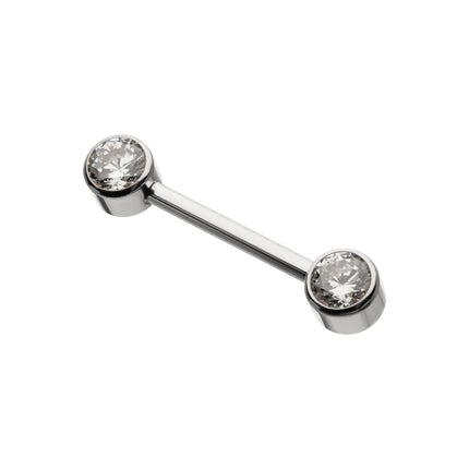 Invictus Titanium Internally Threaded Bezel Set Gem End Nipple Barbell