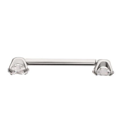 Invictus Titanium Internally Threaded Prong Set Heart CZ Gem End Nipple Barbell (One Side Fixed, One Side Internally Threaded) | Sold by piece