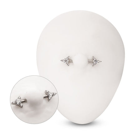 Invictus Titanium Internally Threaded Prong Set CZ Gem Triangle Shape End Nipple Barbell (One Side Fixed, One Side Internally Threaded) | Sold by piece