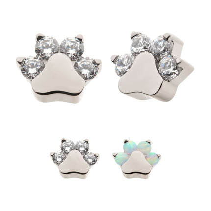 Invictus Titanium Internally Threaded with Opal/CZ 4-Cluster Paw Top