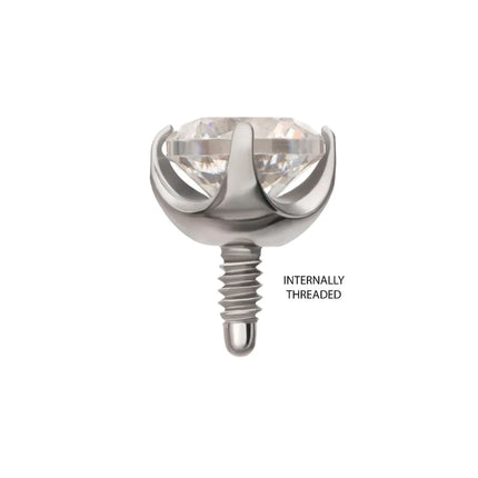 Invictus Titanium Internally Threaded Low Profile 4 Prong Round Gem Top