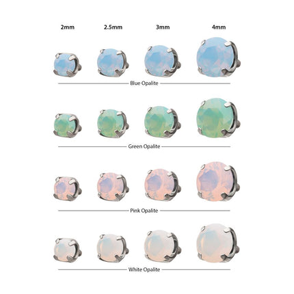 Invictus Titanium Internally Threaded Low Profile 4 Prong Round Opalite Gem Top