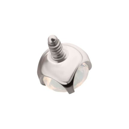 Invictus Titanium Internally Threaded Low Profile 4 Prong Round Opalite Gem Top