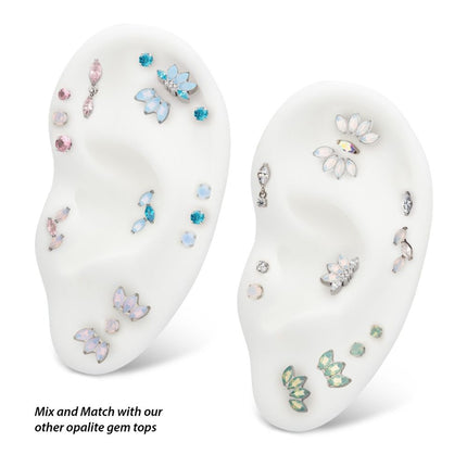 Invictus Titanium Internally Threaded Low Profile 4 Prong Round Opalite Gem Top