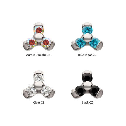 Invictus Titanium Internally Threaded Petite Trinity Top with 1.2mm Prong Set Gem