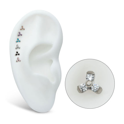 Invictus Titanium Internally Threaded Petite Trinity Top with 1.2mm Prong Set Gem