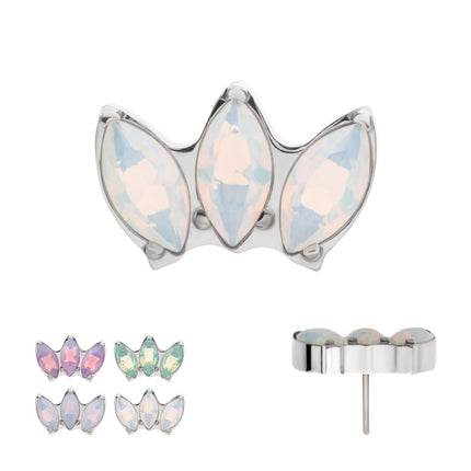Invictus Titanium Threadless Triple Marquise Opalite Cluster Top