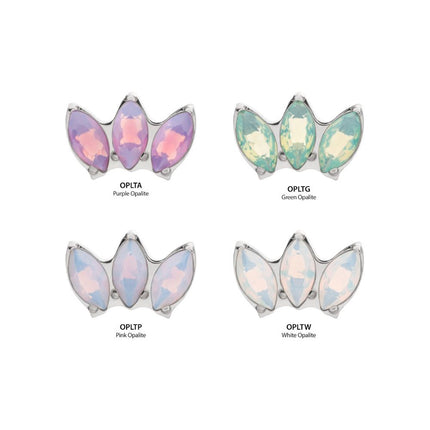 Invictus Titanium Threadless Triple Marquise Opalite Cluster Top