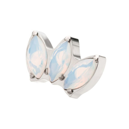 Invictus Titanium Threadless Triple Marquise Opalite Cluster Top