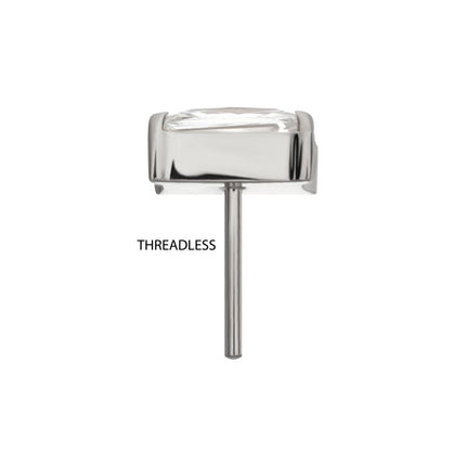 Invictus Titanium Threadless "Luxe Baguette" Prong Set Gem Top