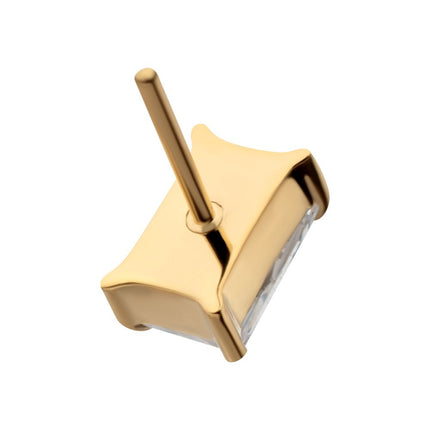 Invictus 24Kt Gold PVD Titanium Threadless "Luxe Baguette" Prong Set Gem Top