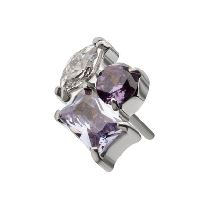 Invictus Titanium Threadless "Harmony Cluster" Prong Set Gem Top