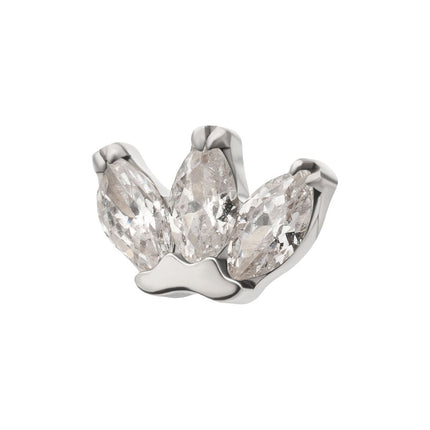 Invictus Titanium Threadless Prong Set 3-Marquise Gem Fan Cluster Top