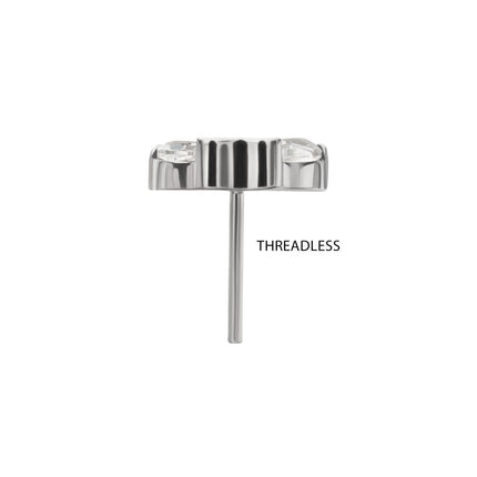 Invictus Titanium Threadless Prong Set 3-Marquise Gem Fan Cluster Top