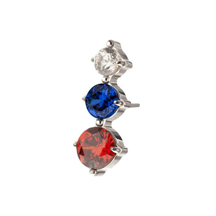 Invictus Titanium Threadless Triple Cluster Prong Set Gem Top