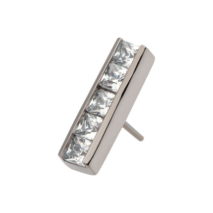 Invictus Titanium Threadless with CNC Set Clear CZ 5-Cluster Bar Top