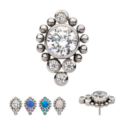 Invictus Titanium Threadless Bezel Set Gem/Opal Beaded Cluster Top
