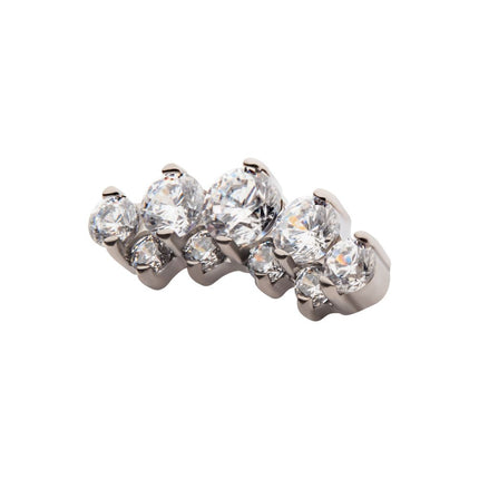 Invictus Titanium Threadless Prong Set Round CZ/Opal Terraced Cluster Top