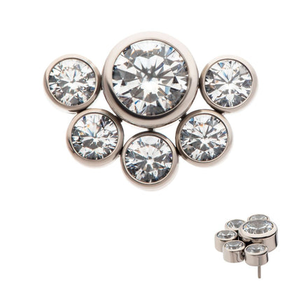 Invictus Titanium Threadless with 5mm & 3mm Bezel Set AAA CZ Cluster Top