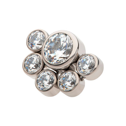 Invictus Titanium Threadless with 5mm & 3mm Bezel Set AAA CZ Cluster Top