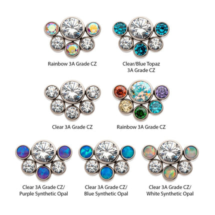 Invictus Titanium Threadless with 4mm & 2.5mm Bezel Set AAA CZ/Opal Cluster Top