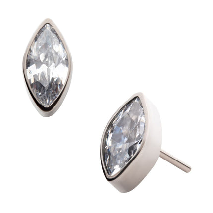 Invictus Titanium Threadless with Bezel Set CZ Marquise Shape Top