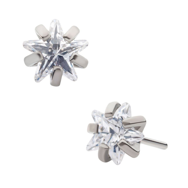 Invictus Titanium Threadless with Prong Set CZ Star Shape Top