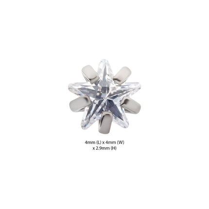 Invictus Titanium Threadless with Prong Set CZ Star Shape Top