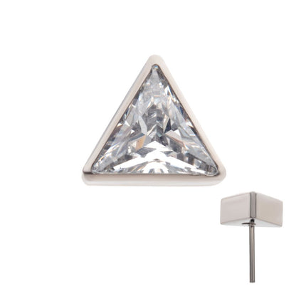 Invictus Titanium Threadless with Bezel Set CZ Triangular Shape Top