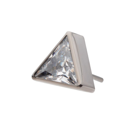 Invictus Titanium Threadless with Bezel Set CZ Triangular Shape Top