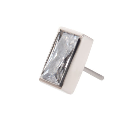 Invictus Titanium Threadless with Bezel Set CZ Rectangular Shape Top