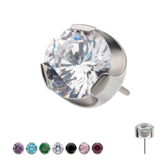 Invictus Titanium Threadless Semi-Bezel Set Gem Top