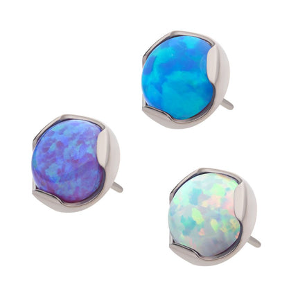 Invictus Titanium Threadless with Prong Set Semi-Bezel Opal Low Profile Top