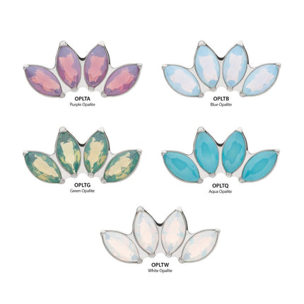 Invictus Titanium Threadless 4-Cluster Marquise Opalite Top