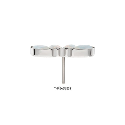 Invictus Titanium Threadless 4-Cluster Marquise Opalite Top