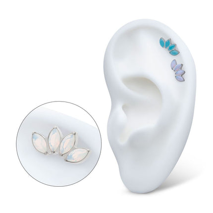 Invictus Titanium Threadless 4-Cluster Marquise Opalite Top