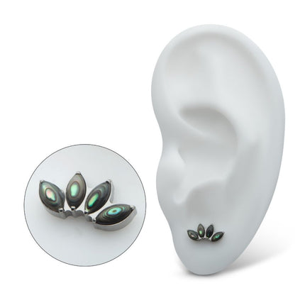 Invictus Titanium Threadless with Prong Set 4-Cluster Marquise Stones Fan Shape Top