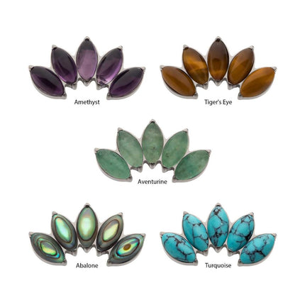 Invictus Titanium Threadless with Prong Set 5-Cluster Marquise Stones Fan Shape Top
