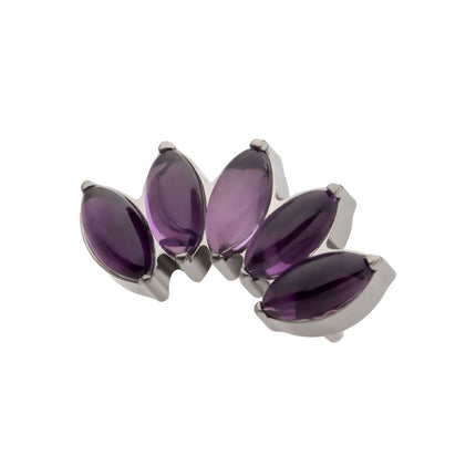 Invictus Titanium Threadless with Prong Set 5-Cluster Marquise Stones Fan Shape Top